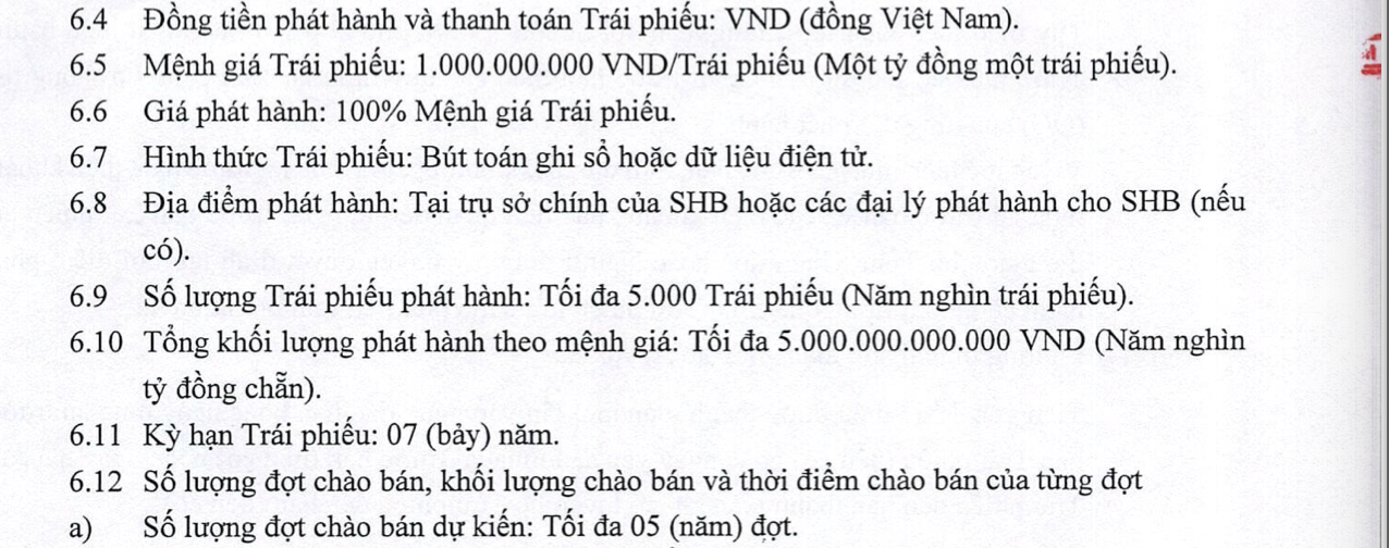 SHB dự kiến ph&aacute;t h&agrave;nh tối đa 5.000 tỷ đồng tr&aacute;i phiếu đợt 2 năm 2025.