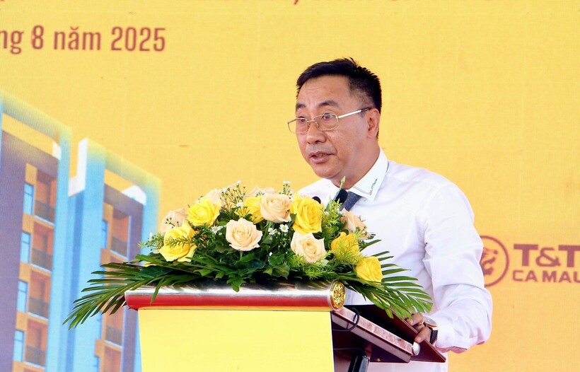 &Ocirc;ng Nguyễn Anh Tuấn, Ph&oacute; Tổng Gi&aacute;m đốc Tập đo&agrave;n T&amp;T Group ph&aacute;t biểu tại lễ khởi c&ocirc;ng