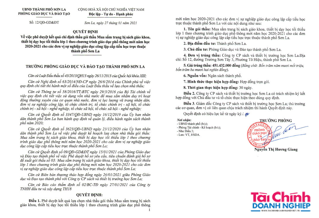 Nhiều bất ổn trong đấu thầu tại Ph&#242;ng GD&amp;ĐT th&#224;nh phố Sơn La - Ảnh 1