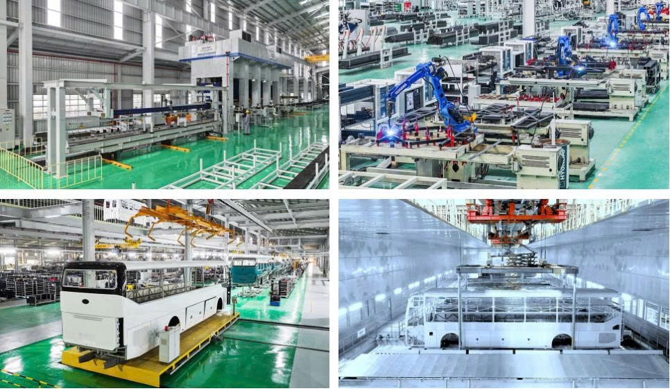 D&acirc;y chuyền dập li&ecirc;n hợp, h&agrave;n, nh&uacute;ng sơn tĩnh điện v&agrave; kiểm định sản phẩm tại nh&agrave; m&aacute;y THACO Bus.