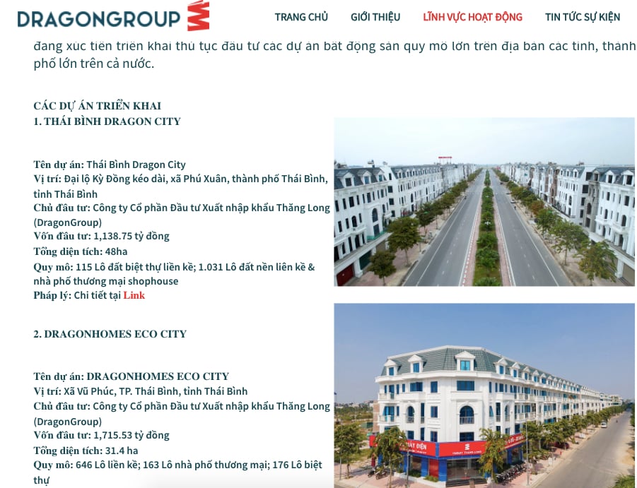 CTCP Đầu tư xuất nhập khẩu Thăng Long (DragonGroup) l&agrave; một trong những doanh nghiệp c&oacute; tiếng tại tỉnh Th&aacute;i B&igrave;nh (cũ), nay l&agrave; tỉnh Hưng Y&ecirc;n.&nbsp;