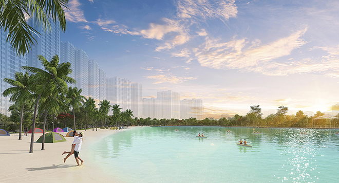 Biển hồ c&aacute;t trắng b&ecirc;n cạnh vườn nướng BBQ l&agrave; địa điểm l&yacute; tưởng cho những buổi tụ tập, cắm trại &nbsp;