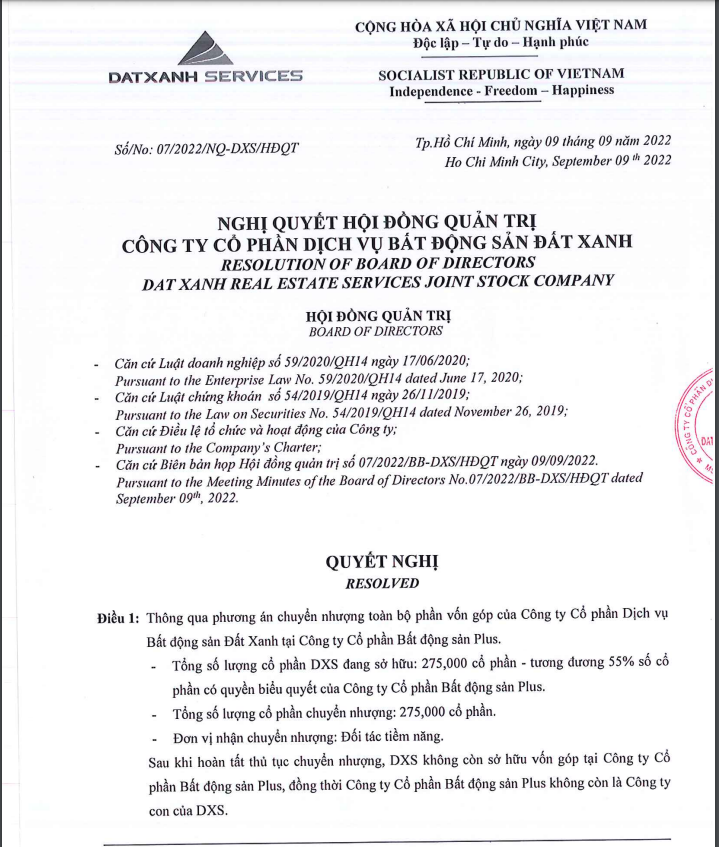 Đất Xanh Sevices li&#234;n tục tho&#225;i vốn c&#244;ng ty con, tăng cường r&#243;t vốn cho c&#225;c c&#244;ng ty th&#224;nh vi&#234;n - Ảnh 1
