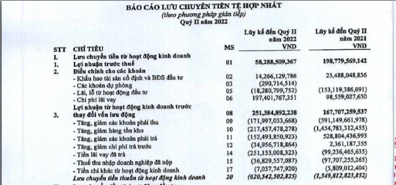 D&ograve;ng tiền kinh doanh của HPX &acirc;m hơn 620 tỷ đồng