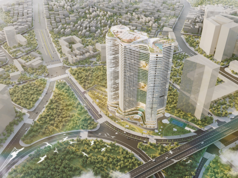 Dự &aacute;n Grandeur Palace - Phạm H&ugrave;ng được thiết kế lấy cảm hứng từ th&aacute;c Bản Giốc v&agrave; ruộng bậc thang