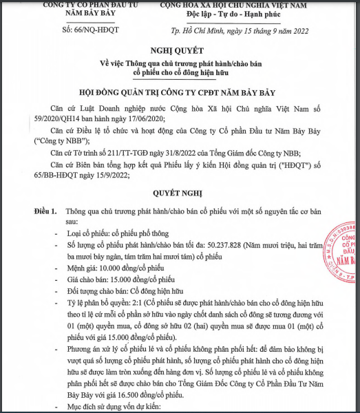 Năm Bảy Bảy muốn ph&#225;t h&#224;nh hơn 50 triệu cổ phiếu, huy động vốn cho dự &#225;n Khu d&#226;n cư Sơn Tịnh - Quảng Ng&#227;i - Ảnh 1