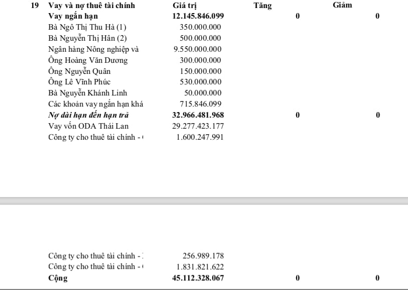 Vay v&agrave; nợ thu&ecirc; t&agrave;i ch&iacute;nh ngắn hạn của X&acirc;y dựng c&ocirc;ng tr&igrave;nh 507.