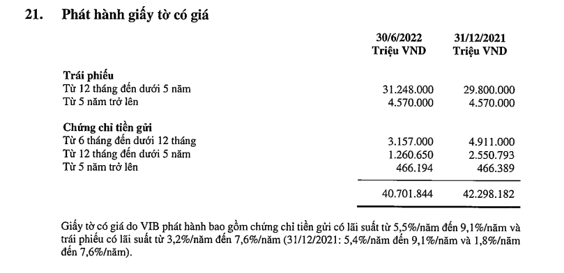 Nguồn: BCTC hợp nhất so&aacute;t x&eacute;t 6 th&aacute;ng đầu năm 2022 tại VIB