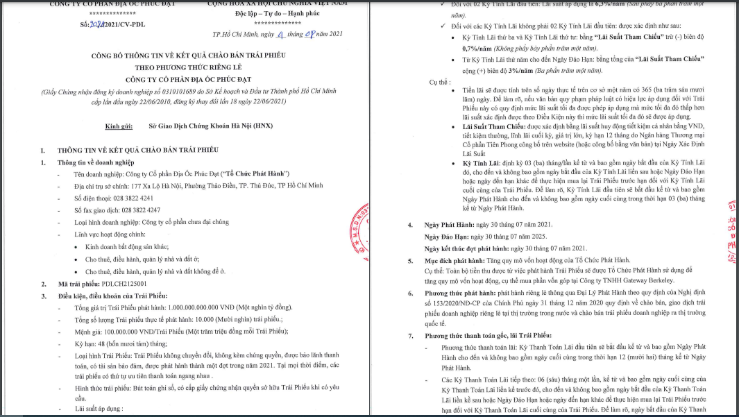 L&ocirc; tr&aacute;i phiếu 1.000 tỷ của Địa ốc Ph&uacute;c Đạt
