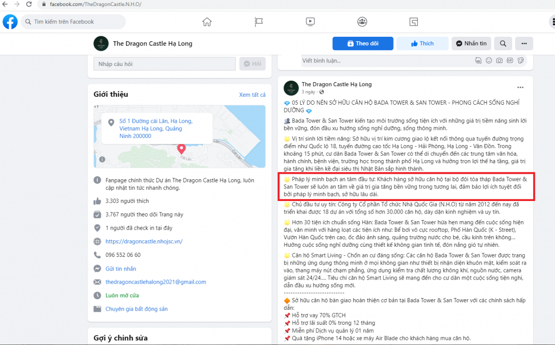 Bộ đ&ocirc;i t&ograve;a th&aacute;p chung cư Bada Tower v&agrave; San Tower được quảng c&aacute;o với lời mật ngọt về t&iacute;nh ph&aacute;p l&yacute; minh bạch, cấp sổ đỏ, sở hữu l&acirc;u d&agrave;i rấ đ&aacute;ng lưu &yacute;... Ảnh chụp m&agrave;n h&igrave;nh.