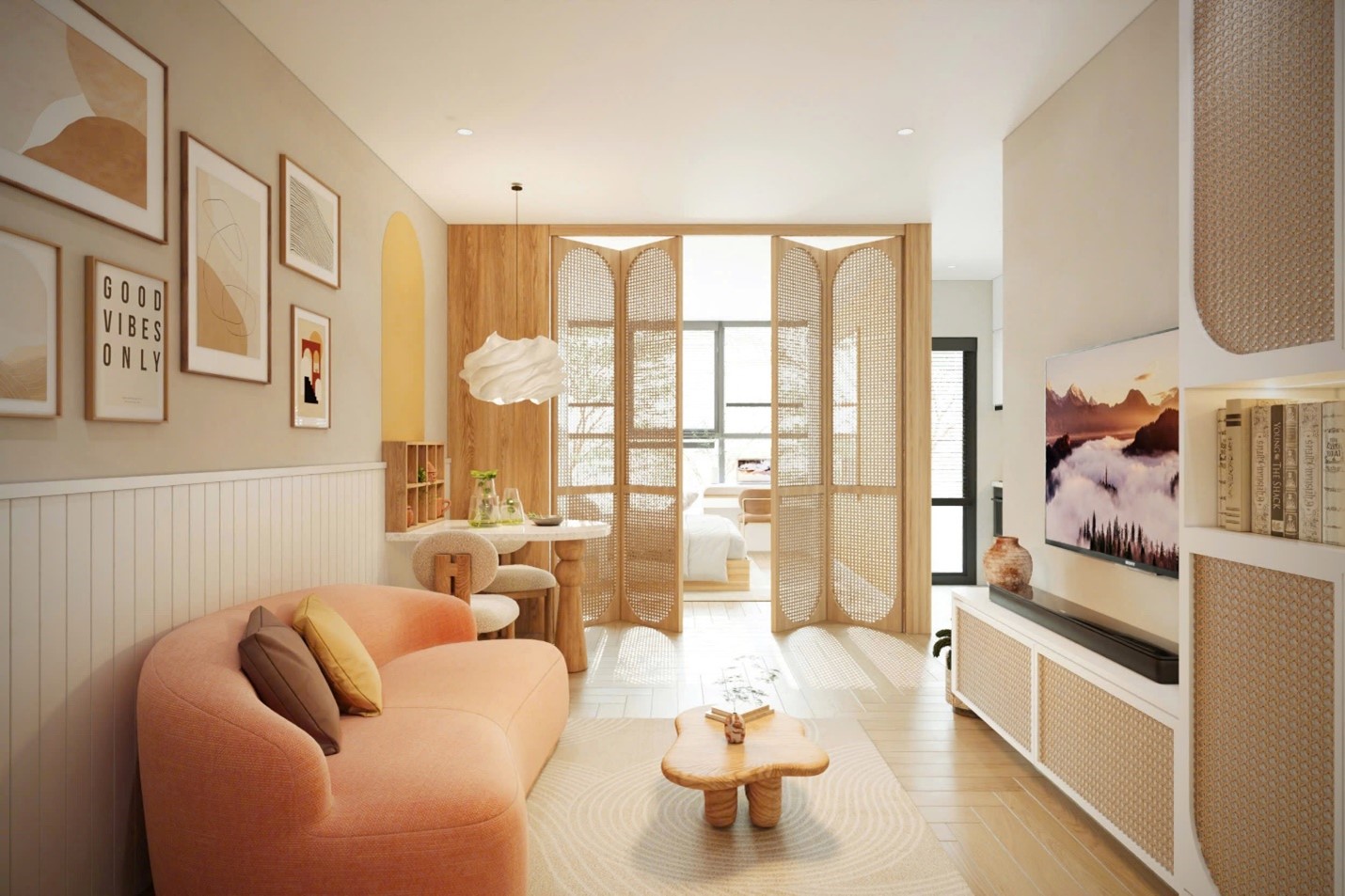 Mỗi căn studio được thiết kế th&ocirc;ng minh mang đến kh&ocirc;ng gian sống đa nhiệm cho c&aacute;c c&ocirc;ng d&acirc;n to&agrave;n cầu