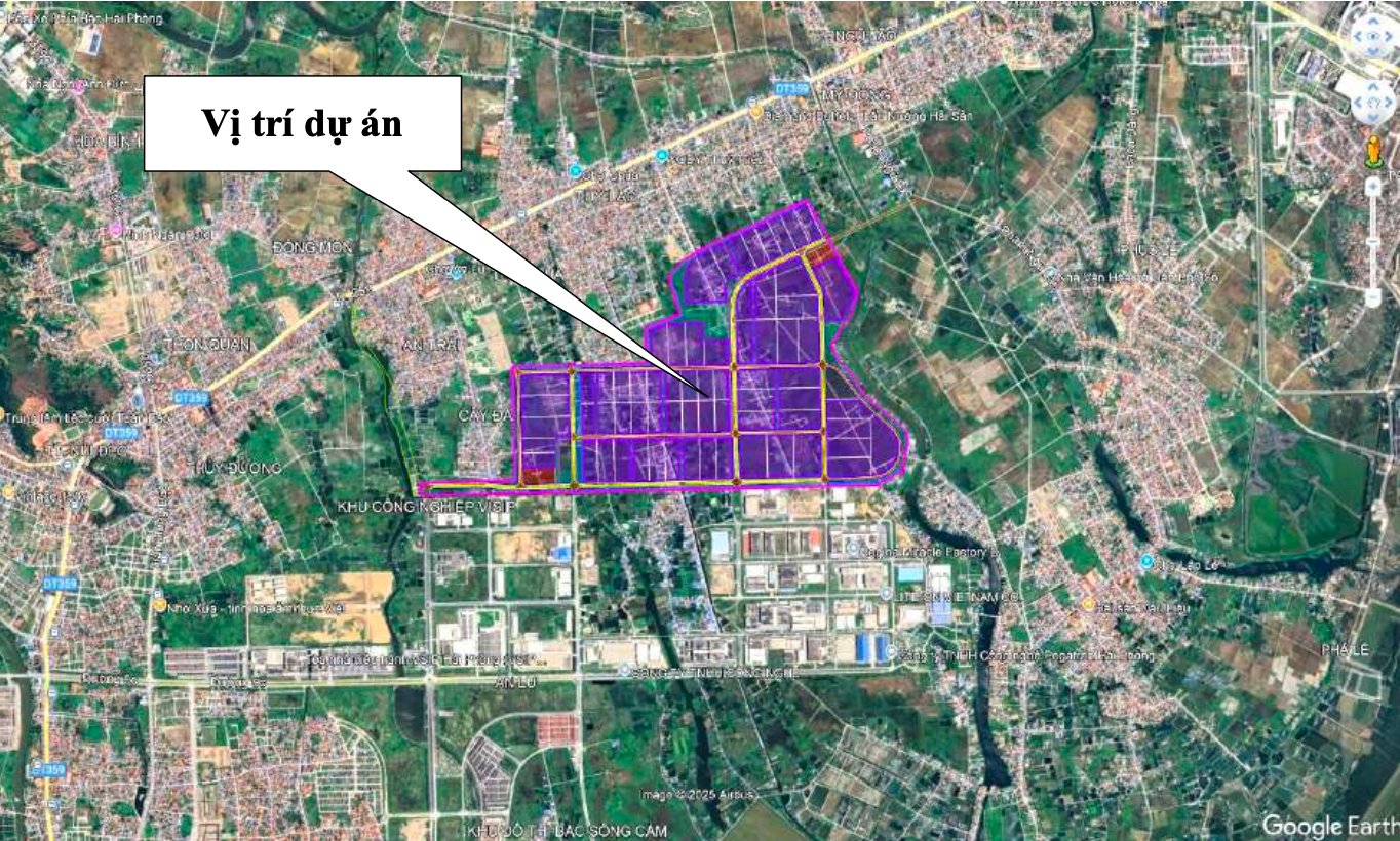 Vị tr&iacute; thực hiện dự &aacute;n KCN Thuỷ Nguy&ecirc;n (giai đoạn 1) do C&ocirc;ng ty cổ phần Khu c&ocirc;ng nghiệp TASECO Hải Ph&ograve;ng l&agrave;m chủ đầu tư.