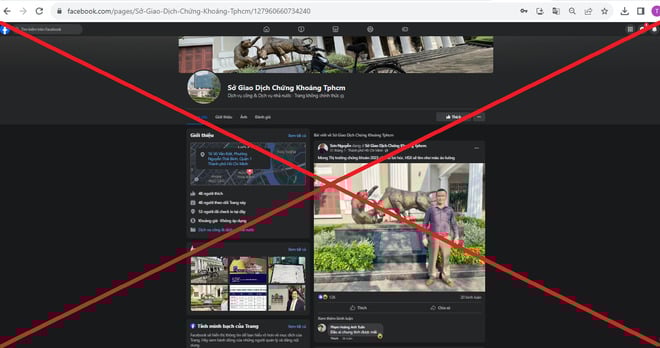 Địa chỉ facebook mạo danh HOSE.