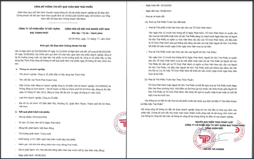 Th&ocirc;ng tin l&ocirc; tr&aacute;i phiếu 471 tỷ đồng của Đại Thịnh Ph&aacute;t.