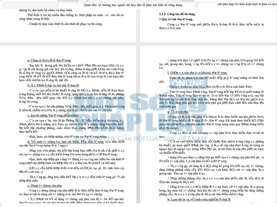Chương V - Y&ecirc;u cầu kỹ thuật của G&oacute;i thầu số 2: Thu&ecirc; c&ocirc;ng đoạn gia cường c&aacute;c đường l&ograve; mức +139 -:- -175 GVD đọc dưới định dạng Unicode (tr&iacute;ch từ E-HSMT của than V&agrave;ng Danh).