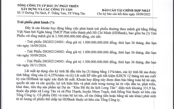 Chi tiết 3 l&ocirc; tr&aacute;i phiếu c&oacute; tổng gi&aacute; trị 3.500 tỷ đồng của DIC Corp