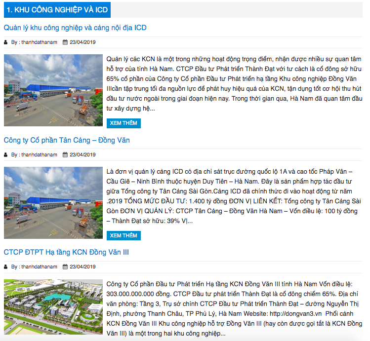 C&ocirc;ng ty Thành Đạt l&agrave; cổ đ&ocirc;ng sở hữu 65% cổ phần của CTCP Đầu tư Ph&aacute;t triển hạ tầng Khu c&ocirc;ng nghiệp Đồng Văn III