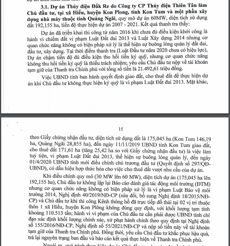 Loạt sai phạm tại Dự &aacute;n Thủy điện Đắk Re