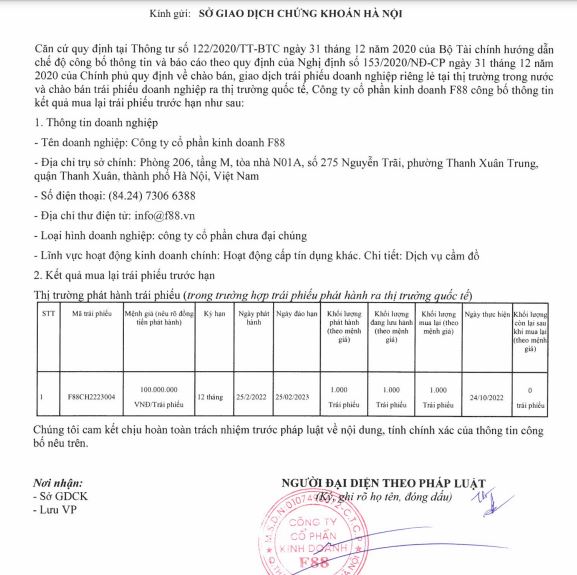 Chuỗi cầm đồ F88 bất ngờ chi trăm tỷ mua lại tr&#225;i phiếu trước hạn - Ảnh 2