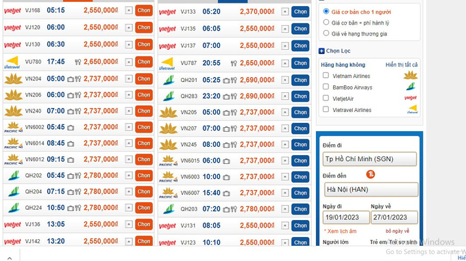 V&eacute; m&aacute;y bay Tết nguy&ecirc;n đ&aacute;n 2023 tăng ch&oacute;ng mặt