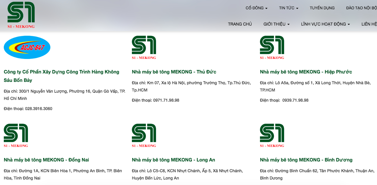 C&aacute;c đơn vị th&agrave;nh vi&ecirc;n trực thuộc&nbsp;C&ocirc;ng ty cổ phần Đầu tư x&acirc;y dựng Số 1 M&ecirc; K&ocirc;ng