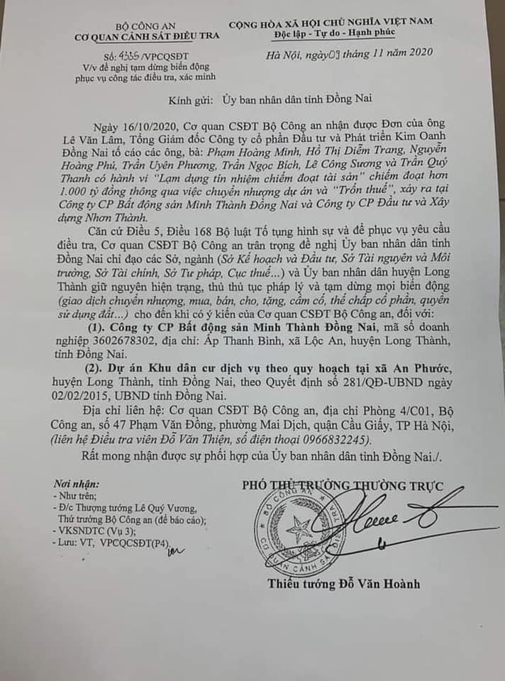 Văn bản số 4335/VPCQCSĐT của Bộ C&ocirc;ng an