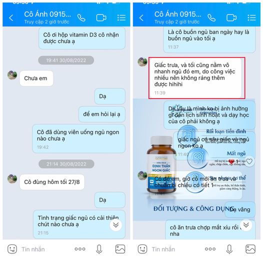 &nbsp;Phản hồi của kh&aacute;ch h&agrave;ng về sản phẩm được sử dụng để quảng c&aacute;o cho sản phẩm TPBVSK Dưỡng t&acirc;m an định thần ngon giấc tr&ecirc;n Facebook.