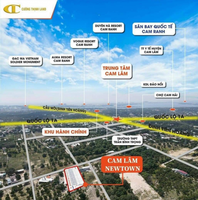 C&ocirc;ng ty Cổ phần Đầu tư Kinh doanh Cường Thịnh Land giới thiệu dự &aacute;n Cam L&acirc;m Riverside hay Cam L&acirc;m NewTown nhưng thực chất l&agrave; đất ph&acirc;n l&ocirc;, b&aacute;n nền. (Ảnh: Cường Thịnh Land).