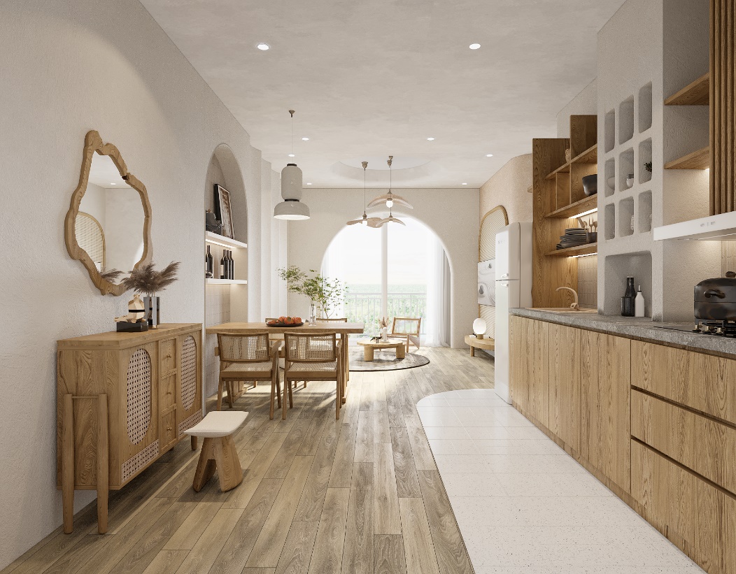 Việc lựa chọn m&agrave;u sơn c&ugrave;ng phong c&aacute;ch thiết kế tối giản gi&uacute;p c&aacute;c căn hộ 1PN+1 trở n&ecirc;n rộng, tho&aacute;ng hơn. B&ecirc;n cạnh đ&oacute;, c&aacute;ch thiết kế nội thất đồng nhất gi&uacute;p kh&ocirc;ng gian căn hộ h&agrave;i h&ograve;a v&agrave; tinh tế hơn. &nbsp;