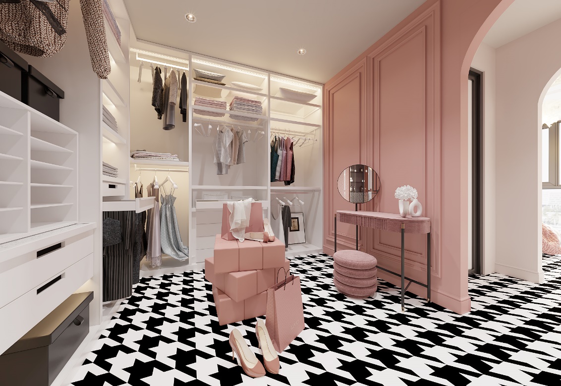 Nếu biết c&aacute;ch kh&eacute;o l&eacute;o tận dụng diện t&iacute;ch +1, c&aacute;c chủ nh&acirc;n c&oacute; thể mang về căn hộ một ph&ograve;ng &ldquo;Walk-in closet&rdquo; cực &ldquo;trendy&rdquo; trong tổ ấm xinh xắn của m&igrave;nh.