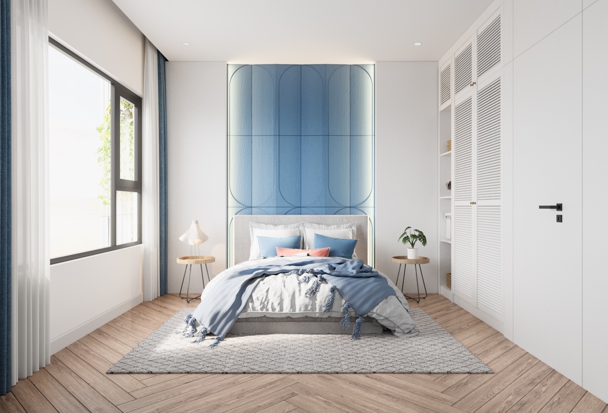 &Aacute;nh s&aacute;ng tự nhi&ecirc;n cũng được đưa v&agrave;o ph&ograve;ng ngủ th&ocirc;ng qua hệ k&iacute;nh chạm s&agrave;n.