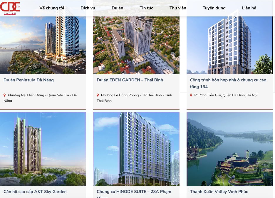 Loạt dự &aacute;n từng qua tay CDC Cơ điện&nbsp;