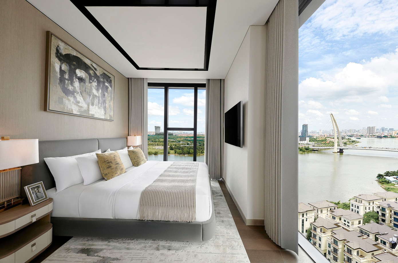 B&ecirc;n trong căn hộ Marriott Residences phi&ecirc;n bản đặc biệt thực tế tại t&ograve;a Lake