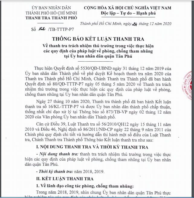 Cuối năm 2020, trong b&aacute;o c&aacute;o thanh tra n&ecirc;u ra C&ocirc;ng ty cổ phần Địa ốc Ph&uacute; T&acirc;n vẫn c&ograve;n nợ khoản tiền sử dụng đất l&ecirc;n đến 175 tỷ đồng.