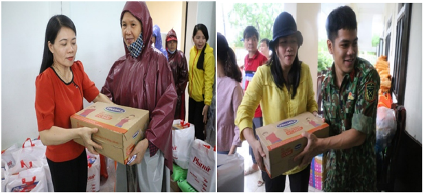 2.100 phần qu&agrave; đầu ti&ecirc;n đ&atilde; được trao đến tay người d&acirc;n miền Trung đang gặp kh&oacute; khăn v&igrave; b&atilde;o lũ &nbsp;