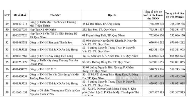 Chi cục thuế TP.Quy Nhơn c&ocirc;ng khai những trường hợp nợ thuế. Ảnh: D&acirc;n Việt