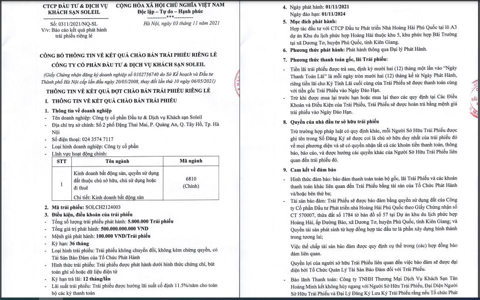 Th&ocirc;ng tin l&ocirc; tr&aacute;i phiếu được doanh nghiệp c&ocirc;ng bố.