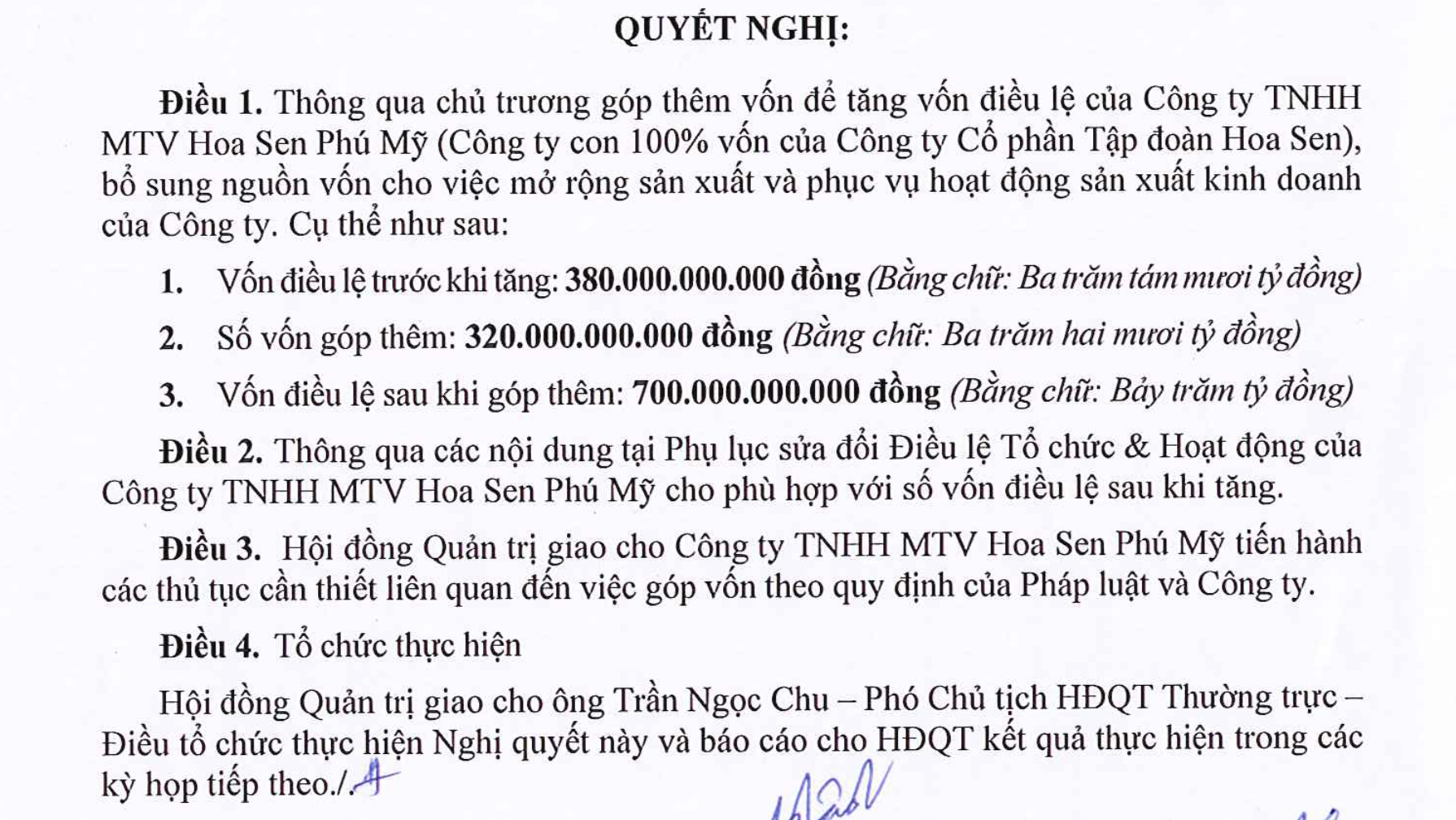 Nội dung nghị quyết của Tập đo&agrave;n Hoa Sen
