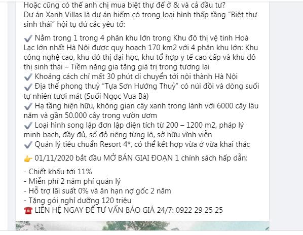 Xanh Villas được quảng c&aacute;o hội đủ c&aacute;c yếu tố c&oacute; tiềm năng tăng gi&aacute; trong tương lai.