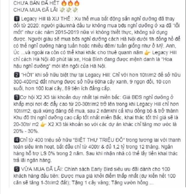 Những th&ocirc;ng tin ran b&aacute;n đất nền dự &aacute;n Legacy Hill sinh lời gấp 2, gấp 3 lần gi&aacute; trị ban đầu.