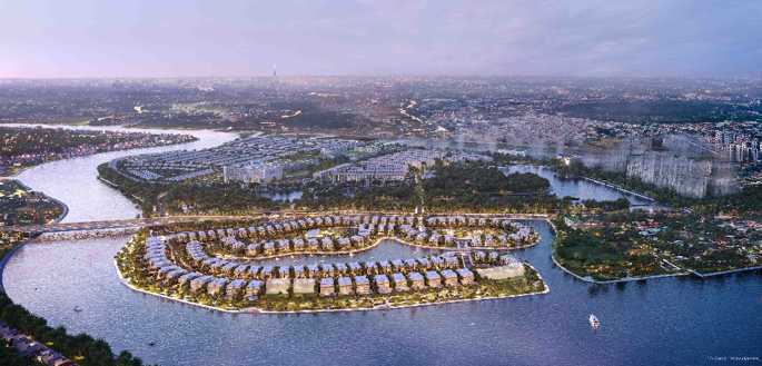 The Rivus c&oacute; bốn mặt gi&aacute;p s&ocirc;ng, mang lại tầm nh&igrave;n bao qu&aacute;t cho chủ nh&acirc;n c&ugrave;ng đặc quyền sở hữu bến du thuyền ri&ecirc;ng &nbsp;