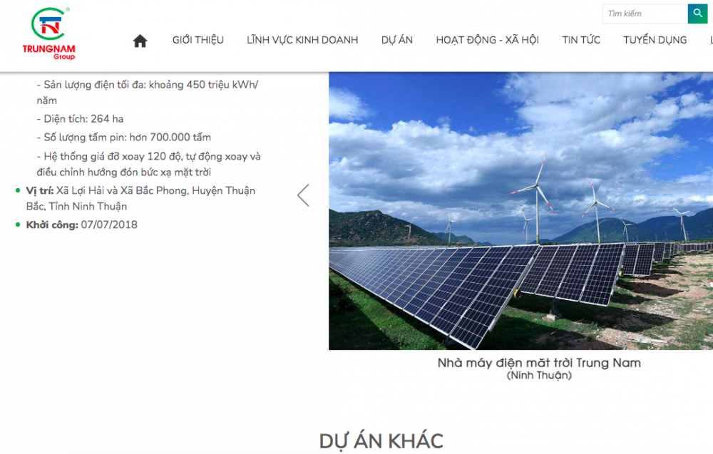 Nhiều dự &aacute;n &ldquo;khủng&rdquo; được Trung Nam Group x&acirc;y dựng ở nhiều tỉnh th&agrave;nh như: Ninh Thuận, Tr&agrave; Vinh, Đắk Lắk.&nbsp;