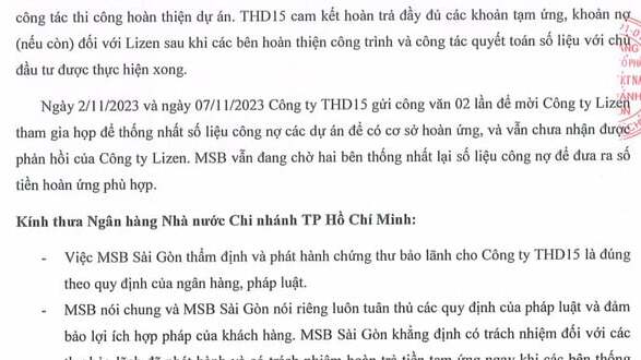 Đồng thời, MSB S&agrave;i G&ograve;n cho rằng, trong thời gian qua c&oacute; một số doanh nghiệp đ&atilde; lợi dụng t&iacute;nh chất &ldquo;v&ocirc; điều kiện&rdquo; của thư bảo l&atilde;nh do ng&acirc;n h&agrave;ng ph&aacute;t h&agrave;nh, từ đ&oacute; chiếm dụng vốn của ng&acirc;n h&agrave;ng
