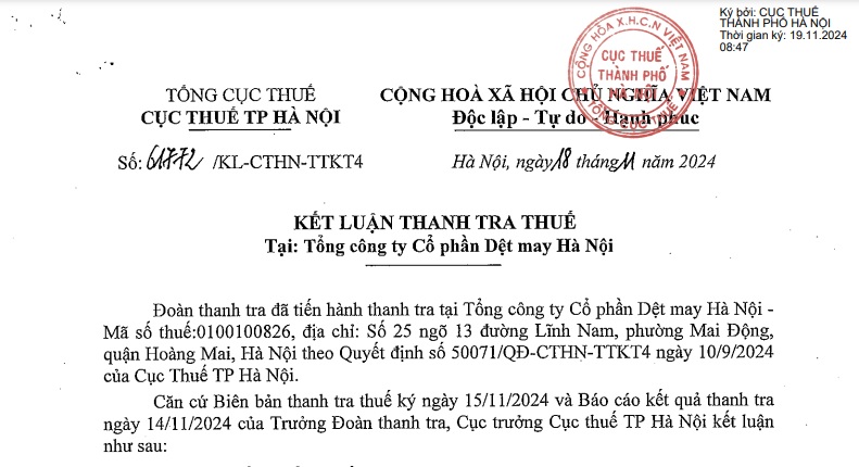 C&#243; l&#227;i sau 9 qu&#253; b&#225;o lỗ, Hanosimex bị điểm loạt vi phạm về thuế - Ảnh 1