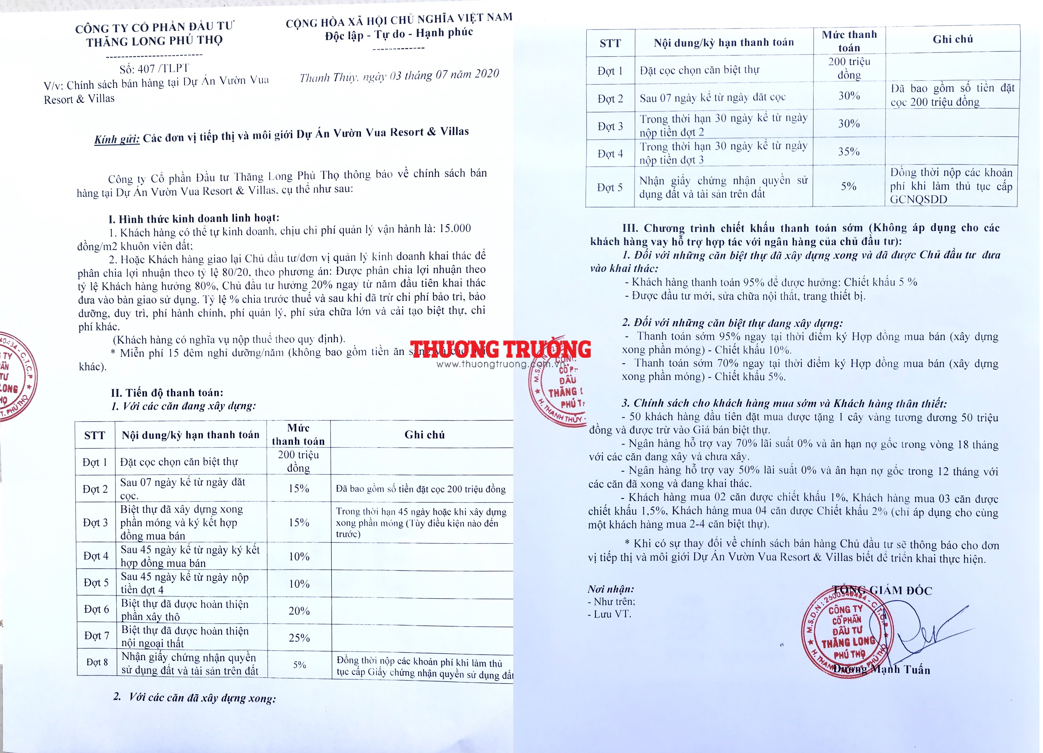 Ch&iacute;nh s&aacute;ch b&aacute;n h&agrave;ng của dự &aacute;n Vườn Vua &ndash; Ph&uacute; Thọ&nbsp;