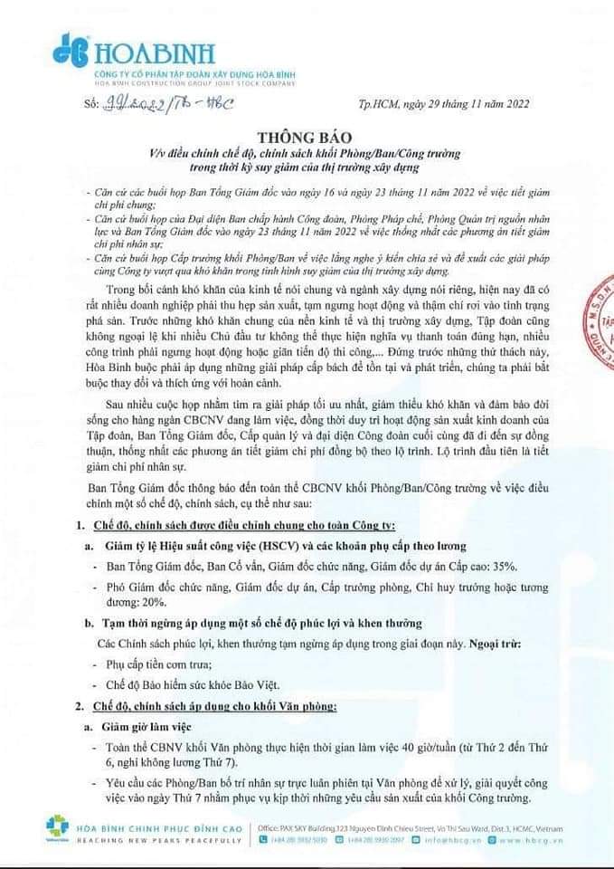 Hòa Bình Group vừa huy động xong 94,6 tỷ đồng trái phiếu, tiết giảm chi phí nhân sự vì khó khăn - Ảnh 3