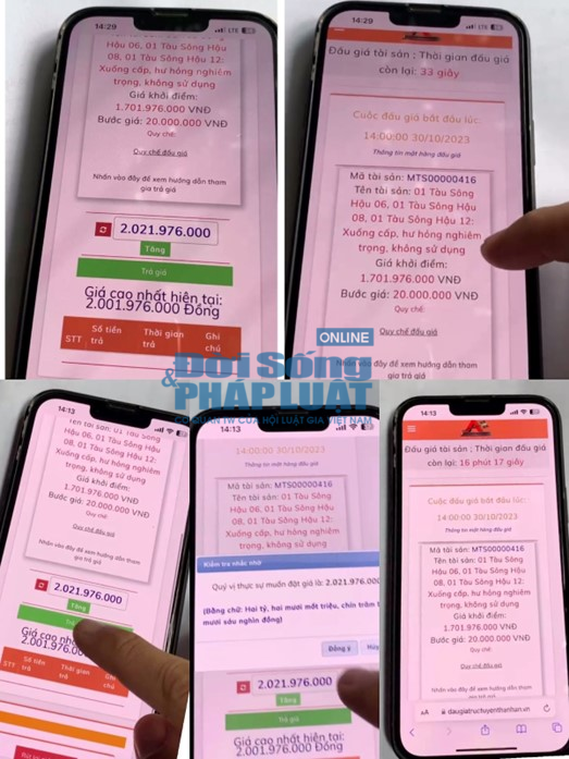 D&ugrave; thời gian đấu gi&aacute; vẫn c&ograve;n nhưng một số kh&aacute;ch h&agrave;ng cho biết kh&ocirc;ng thể trả gi&aacute; được (H&igrave;nh ảnh nh&acirc;n vật cung cấp).