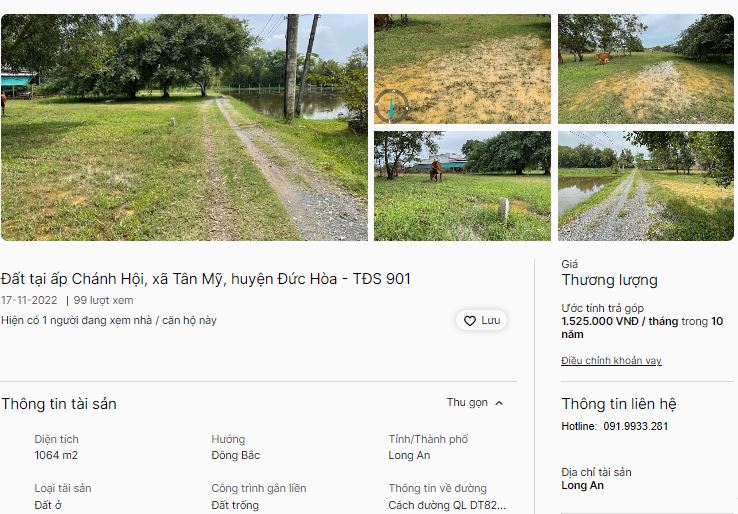 Một trong những t&agrave;i sản đảm bảo l&agrave; bất động sản đang được VIB rao b&aacute;n (nguồn: Website ng&acirc;n h&agrave;ng)