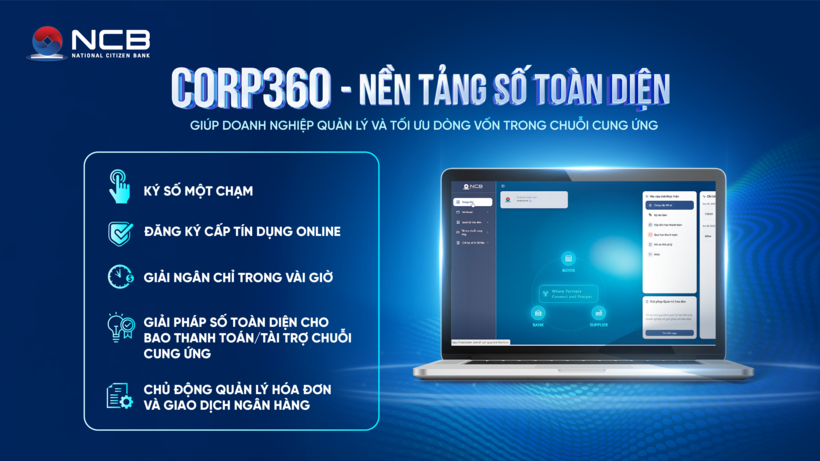 NCB Corp360 Platform kết nối chuỗi gi&aacute; trị, r&uacute;t ngắn quy tr&igrave;nh v&agrave; tối ưu d&ograve;ng vốn, n&acirc;ng cao hiệu quả vận h&agrave;nh, t&agrave;i ch&iacute;nh cho doanh nghiệp