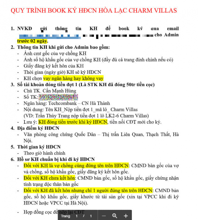 Hợp đồng mua b&aacute;n được nh&acirc;n vi&ecirc;n m&ocirc;i giới gửi tới kh&aacute;ch h&agrave;ng